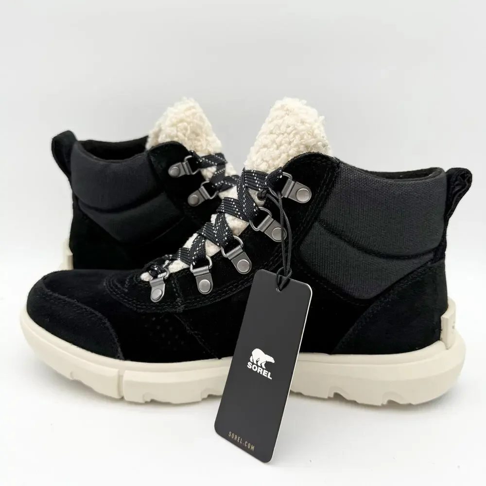 Sorel Women Explorer Next Hiker Bootie US 7 Black Suede Waterproof Insulated NIB